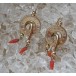 1 Paar Biedermeierohrringe Ohrhänger mit Koralle coral vergoldet antik