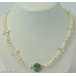 Perlencollier Perlenkette mit Jade Herz pearl necklace aus 925er Silber silver