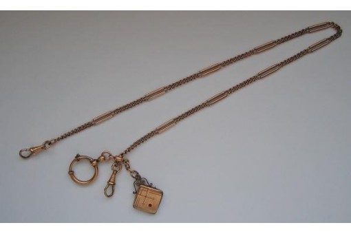 Taschenuhrkette Uhrkette mit Medaillon antik vergoldet Herren 45 cm watch chain