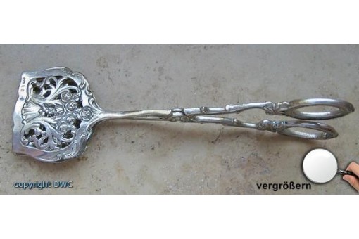 Gebäckzange Zange Zuckerzange antik 800 Silber Jugendstil pastry tongs silver