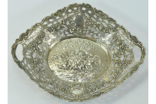 Anbietschale Anbietkörbchen in aus 800 Silber silver bowl antik Schale Putten 