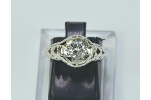 Diamantring diamond 0,56 ct. in aus 14 Kt. 585 Gold Gr. 53 antik IHK Gutachten