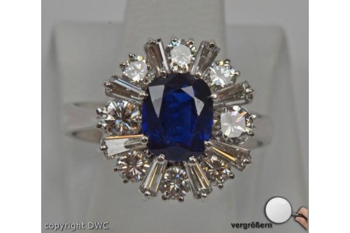 Saphirring Safirring aus 750er Gold Ring Brillantring mit Safir Brillant Saphir