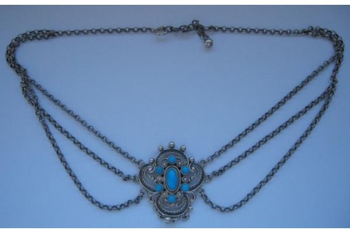 Collier Kropfkette Trachten 835 Silber Türkise