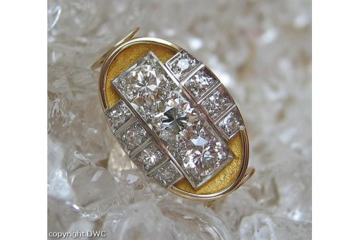 Damen Finger Ring mit Diamant Brillant Brilliant aus 14K Gold Jugendstil 54 .