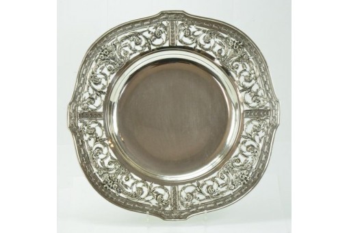 Prunkteller Anbietschale Silberschale in aus 800 Silber silver plate Jugendstil