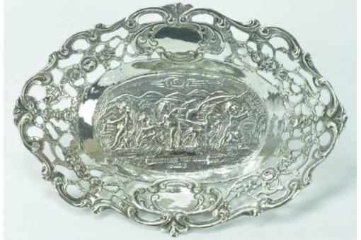 Anbietschälchen Christoph Widmann in aus 925 Silber silver bowl antik Szene