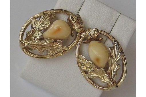 Trachtenclips Ohrringe mit Grandeln in aus 14kt. 585 Gold Tracht Damen Antik