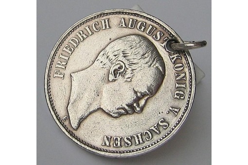 Anhänger Münze 3 Mark Sachsen Silber 1909 Kaiserreich für Charivari Tracht