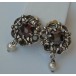 1 Paar Ohrringe Ohrclips mit Granat und Perlen in 835 Silber Tracht Garnet