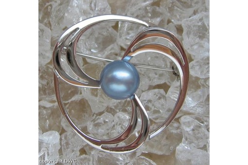 Perlenbrosche Silberbrosche Brosche mit Perle Perlen in aus 835 Silber D.29,7 mm