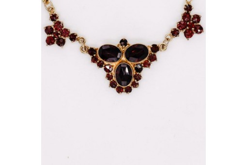 Collier Kette mit Granate garnet in aus 8 Kt. 333 Gold Damen Tracht 45 cm