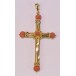 Clip Anhänger Kreuz Kruzifix mit Koralle in aus 14 Kt. 585 Gold antik