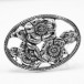 Silberbrosche Blumen Oval Floral 925 Silber Brosche Ansteckbrosche Blätter