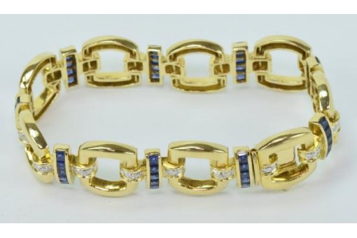 Armband Bracelet mit Safiren und Brillanten 0,80 ct. in 18 Kt. 750 Gold 18 cm