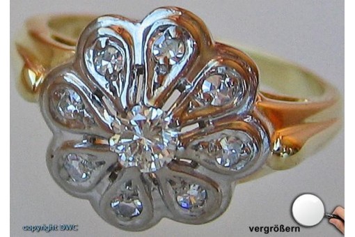 Damen Ring Brillanten Brillant Diamant Diamanten Ringe aus Gold 14 Kt Gr. 52 .