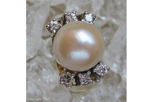 Ring mit Perlen Diamanten diamonds in aus 585 er Gold Damen Gr. 57