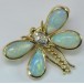 Brosche Nadel mit Opal Brillant in 18 kt 750  Gold Schmetterling Libelle Diamant