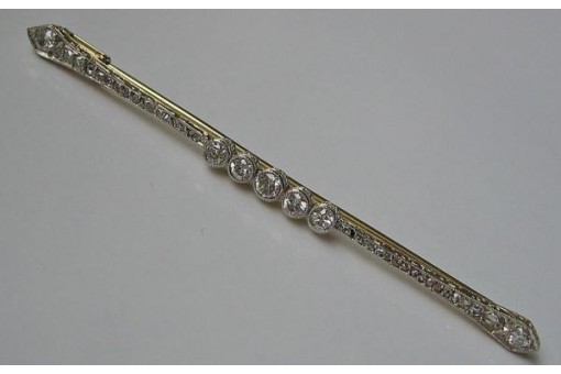 Brosche Nadel mit Diamond Diamanten antik in 585 er 14kt Gold Brooch 