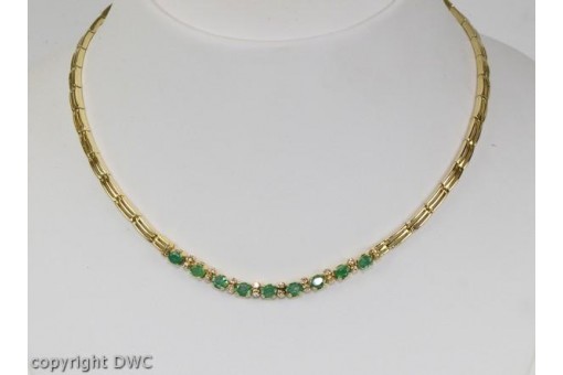 Kette Collier mit Smaragd Brillant aus 750 er Gold 42 cm Diamant Damen