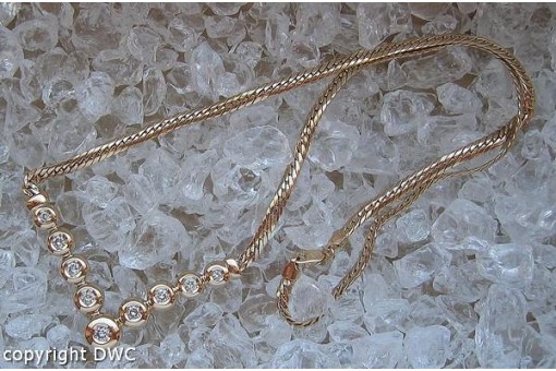 Hals Kette Collier aus 14 Kt. 585 er Gold mit Brillanten Diamanten diamond 48 cm