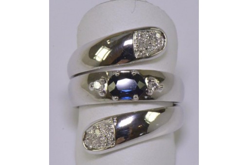 Ring mit Safir Schlangen Brillanten Diamanten Saphir aus 750 18kt Gold Gr 56