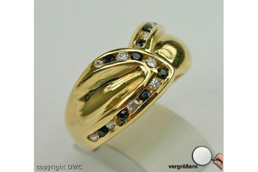Damen Finger Ring mit Saphir Saphiren Safire Brillanten Safir in 750 er Gold 56