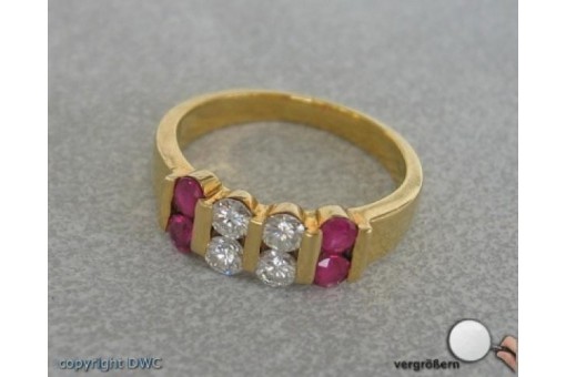 Damen Finger Ring in 750 er Gold mit Brillanten Brillant Rubin Diamant Rubine 52