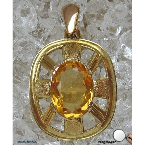 Anhänger mit Zitrin in 333 er Gold Tracht Citrin Citrine Antik Art Deco -  diamond watch company