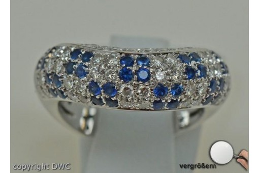 Ring in aus 750 er Gold mit Brillanten Saphir Brillant Safir Diamanten 55 .