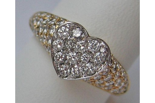 Ring mit Brillanten Diamanten Herz aus 18 Kt. 750 er Gold Damen Gr. 55