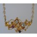 Perlencollier mit Perlen Amethyst und Kristall 14 Kt. 585 er Gold 39 cm