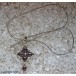 Hals Kette Collier mit Granat Granate Kreuz 925 er Silber Antik