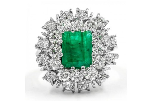 Ring in 750 er Gold mit Smaragd Brillant Diamant 56 Ringe Expertise