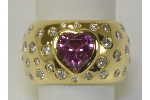Ring mit Safir Brillanten Diamanten Saphir in aus 750 er 18 kt Herz 48
