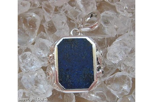 Lapislazulianhänger Anhänger mit Lapislazuli Lapis in 925er Silber Clipverschluß