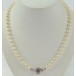 Perlen Collier mit Schließe in aus 18 Kt. 750 er Weiss Gold mit Rubine 
