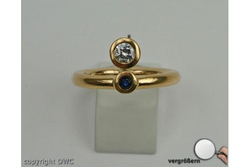 Ring mit Diamant Brillant Saphir Safir Diamanten Brillanten in 750 er Gold 50
