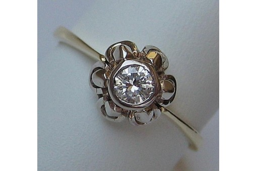 Ring mit Diamanten Solitäre in aus 14 Kt 585 er Gold Damen Grösse 62 Brillanten