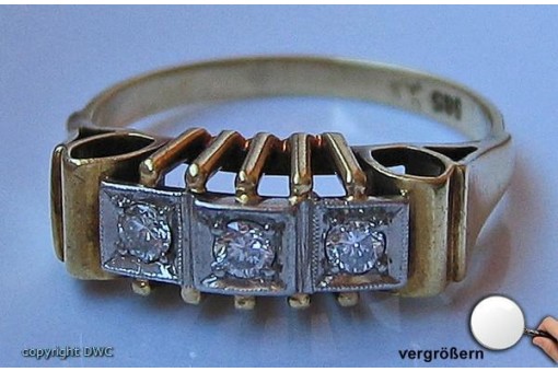 Ring in aus 14 Kt 585 er Gold mit Diamanten Brillanten Grösse 57 Ringe