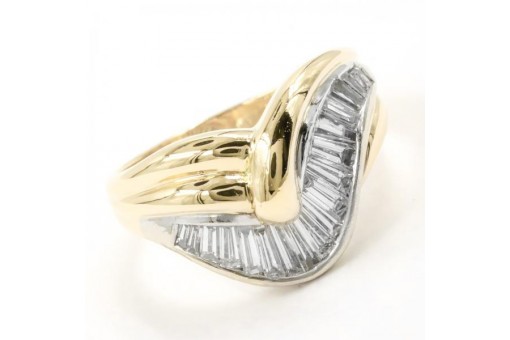 Ring mit 19 Baguette Diamanten 1,35 ct. in 18 Kt. 750 Gold Gr. 57
