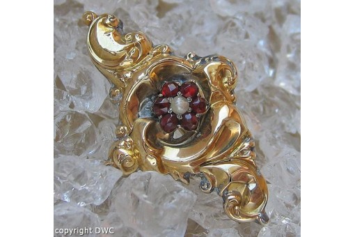 Biedermeierbrosche Brosche Antik Biedermeier Brooch Granat Nr. 10659     