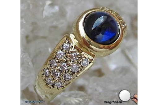 Ring mit Safir Saphir Brillanten in aus 14 kt 585 er Gold Diamanten Brillant 51 