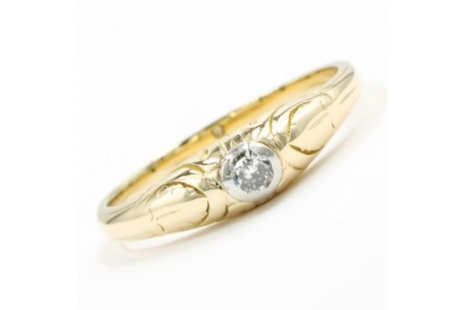 Ring Bandring mit Altschliffdiamant diamond in 14 Kt. 585 Gold Damen Gr. 58