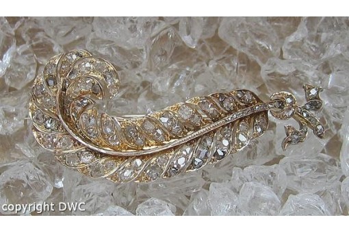 Anstecken Nadel Brosche Pin antik mit Diamanten Altschliff in aus 14 Kt 585 Gold