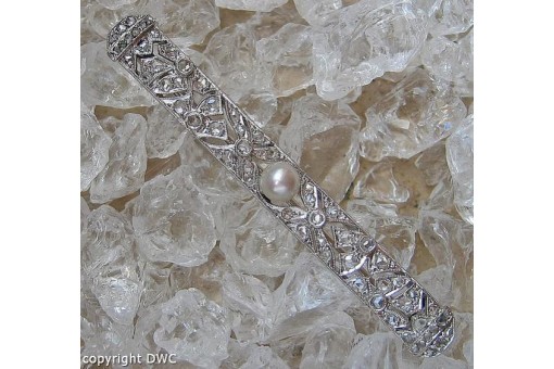 Antike Nadel Brosche mit Diamanten Perle Art Deco Platin Brillanten antik