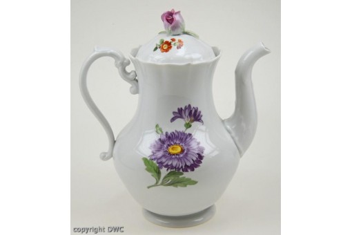 Mocca kanne Porzellan Mokka Meissen Dekor Feldblume mit Goldrand Blumen 