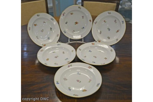 6 Suppenteller Porzellan original Meissen Streublümchen Goldrand Teller 