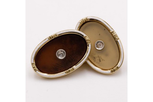 Manschettenknöpfe mit Brillanten Diamanten in aus 14 Kt. 585 er Gold antik