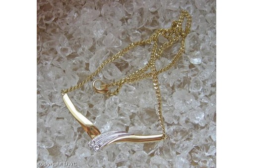 Hals Kette Collier mit Brillanten Diamanten aus 585 er Gold Länge 42,5 cm